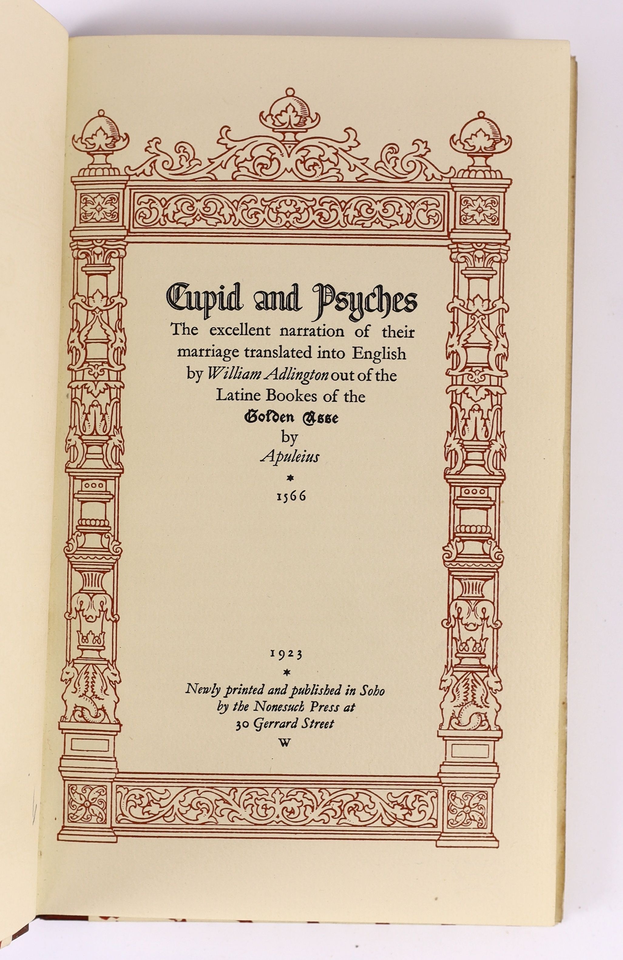 Anacreon - Anacreon done into English, one of 725, translated by Abraham Cowley, 8vo, quarter vellum, with gold paper boards and 7 copperplate engravings by Stephen Gooden, Nonesuch Press, 1923 and Addington, William - C